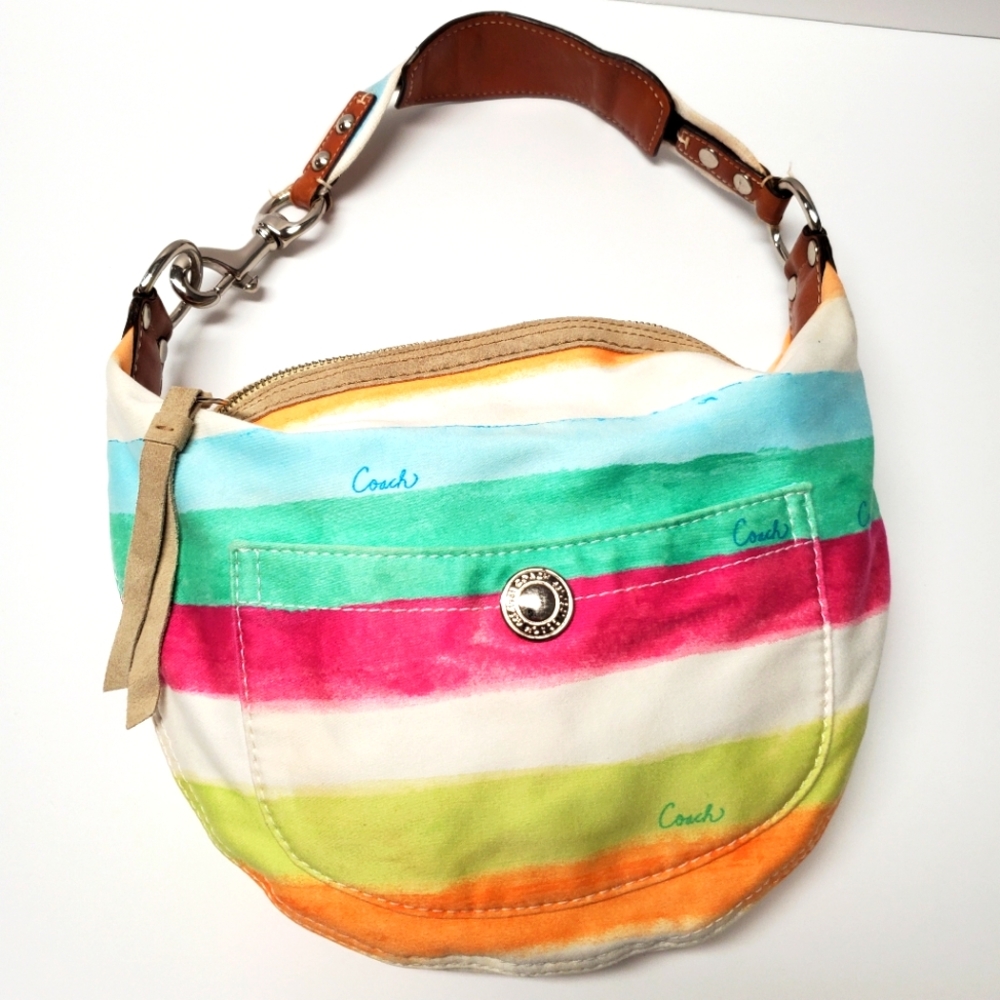 Coach Hampton Striped Watercolor Hobo Purse